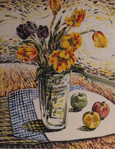 Tulips With Yellow, Green and Red Apples