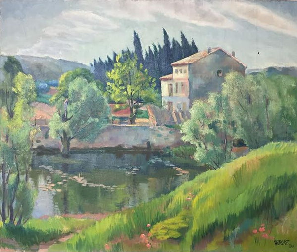 French Home by a Pond  C. 1935-39