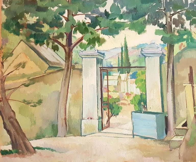 Gateway Flanked by Trees  C. 1935-39